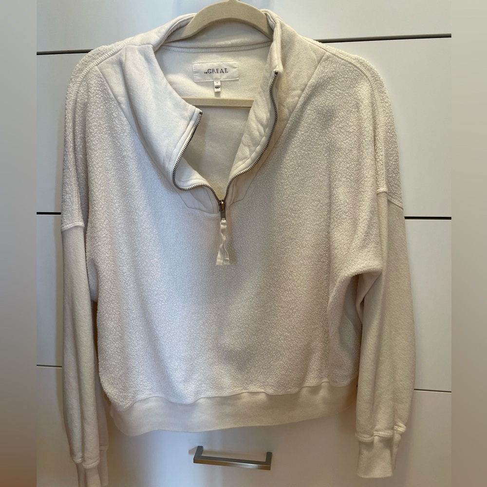THE GREAT. Off-White Quarter-Zip Pullover